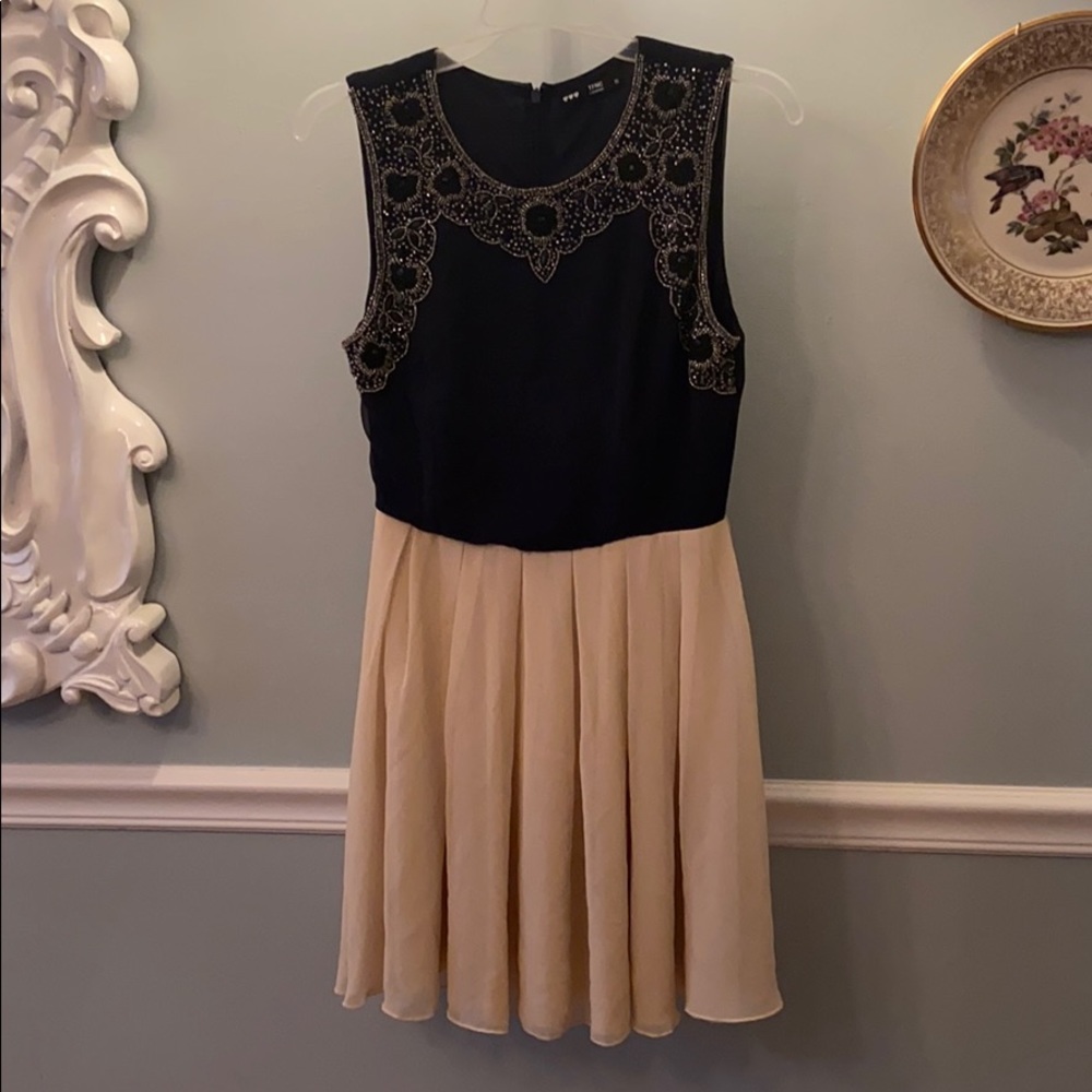 TFNC London- Navy/Beige Beaded Dress